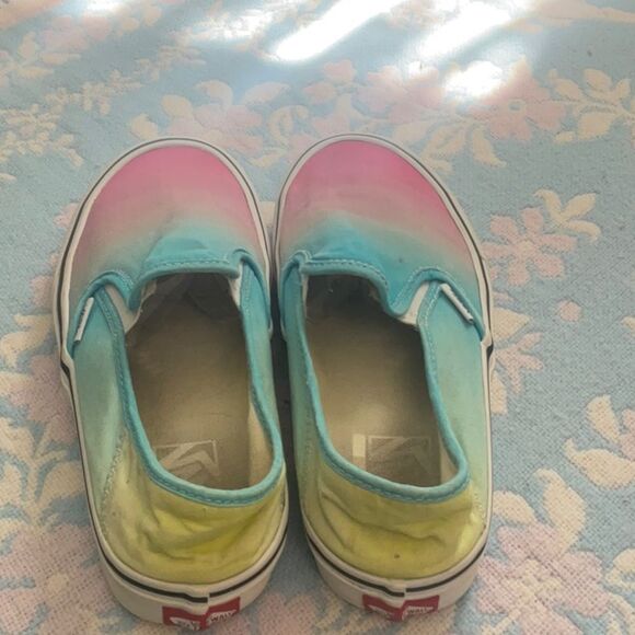 VANS Rainbow Cotton Slip On Sneakers Sz 7.5 - Picture 5 of 10